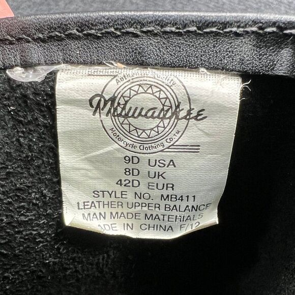 Milwaukee 11" Harness Boots Mens Size 9 Black Leather Drag Square Toe Motorcycle - Picture 14 of 14